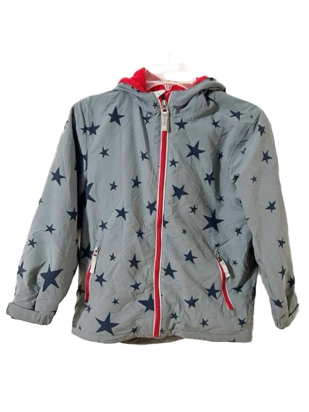 Hanna Andersson Size 140 US 10 Star Print Hooded Winter Jacket Fleece Lined
